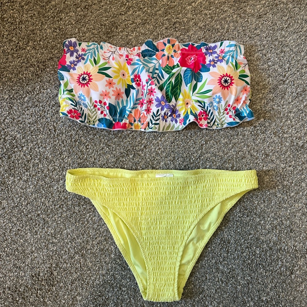 H&M Floral and Yellow Bikini Set